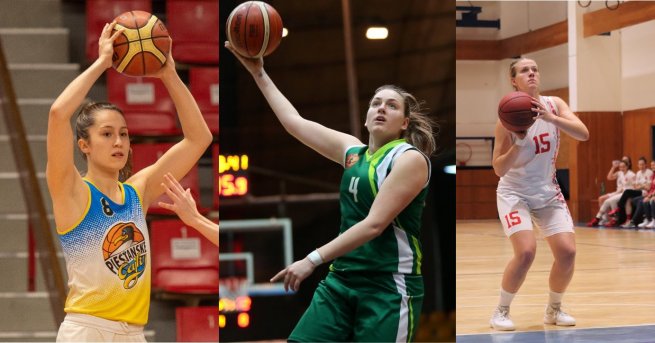 Alexandra Hašková (8), Simona Marcová (4), Monika Krajčovičová (15) (Foto: Basket.sk)