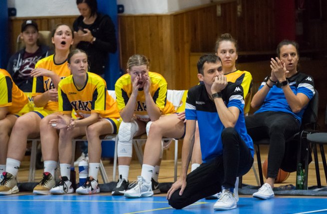 YOUNG ANGELS KošIce vs. SBŠ Ostrava (CZE), tréner Dvorščák a lavička (Foto: Jäzva)